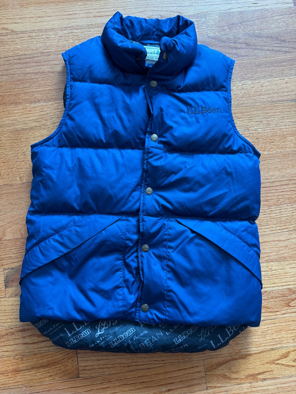 Vintage LL Bean Goose Down Puffer Vest Blue Womens XS Made in USA